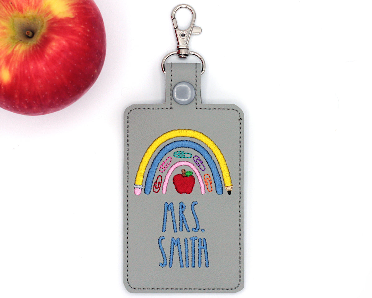 Personalized Teacher Supplies Boho Rainbow Vertical Badge ID Card Hold –  Nest On Redwood